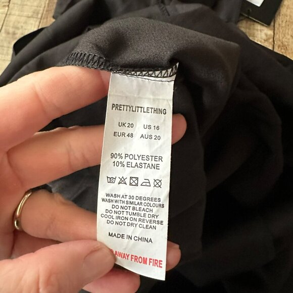 Plus Black Woven One Shoulder Midi Dress Size 16 PrettyLittleThing - Picture 8 of 9